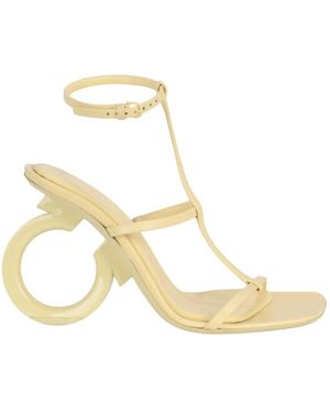 Ferragamo Elina T-Strap Gancini Sandals - Metallic