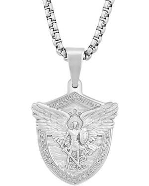Robert Alton 1/5Ctw Diamond Stainless Steel St. Michael Pendant - Metallic