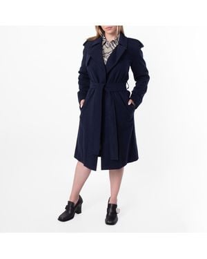 Burberry Cashmere Wrap Belted Trench Coat, Brand Size 10 Us - Blue