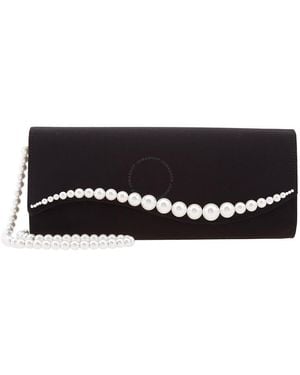Mach & Mach Pearl-Embellished Clutch Bag - Black