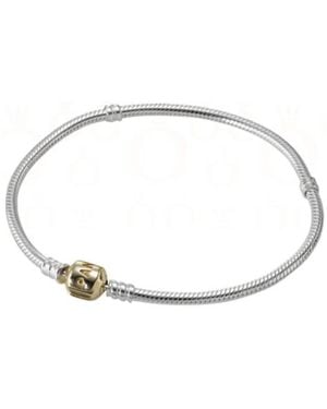 PANDORA Sterling Bracelet With 14K Snap Clasp - Metallic
