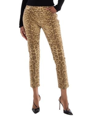 Burberry Ladies Straight Fit Leopard Print Japanese Denim Jeans, Waist - Natural