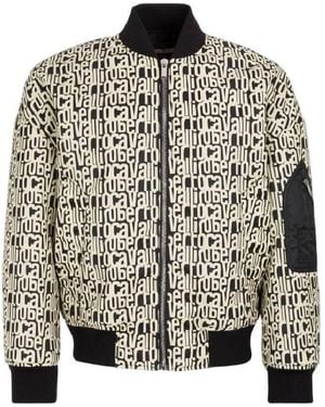 Roberto Cavalli All-Over Logo Bomber Jacket, Brand Size 52 Us - Black