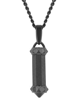 Robert Alton Stainless Steel Textured With Finish Barrel Pendant - Metallic