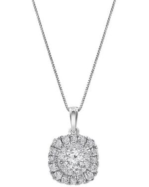 Brilliant Diamond 14K 1 Cttw Lab Grown Diamond Cushion Halo Pendant Necklace (G-H, Si1-Si2) 18" - Metallic