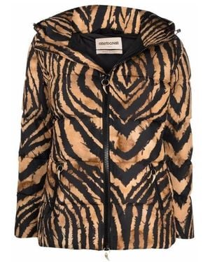 Roberto Cavalli Animal Print Padded Jacket, Brand Size 38 Us - Black