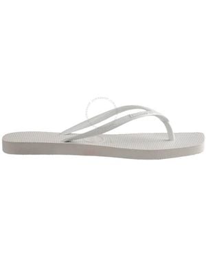 Havaianas Slim Square-Shape Rubber Flip Flops, Brand Size 37/38 (Us - White