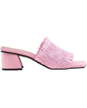 Ganni Ladies Light Lilac Kitten Heel Smock Mules - Pink