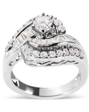 Haus of Brilliance 14K 1.00 Cttw Round And Baguette Cut Diamond Swirl Cocktail Ring (H-I Colour, Si2-I1 Clarity) - Metallic