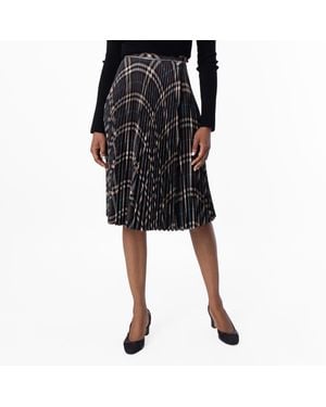 Burberry Check Pleated Midi Skirt, Brand Size 4 Us - Black