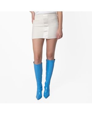Ferragamo Contrasting Panel Low Rise Mini Skirt, Brand Size 42 Us - White