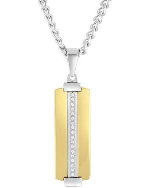 Robert Alton Diamond Accent Stainless Steel Finish Small Dog Tag Pendant - Metallic