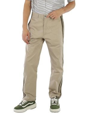 Roberto Cavalli Sand Straight Leg Striped Cotton Pants, Brand Size 48 (Waist - Natural