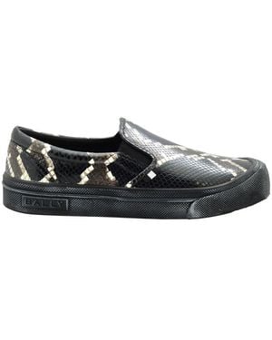 Bally Leory-P Snakeskin-Effect Trainers, Brand Size 41 Us Size 8 - Black