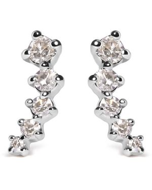 Haus of Brilliance 10K 1/10 Cttw Diamond Journey Style Climber Stud Earrings (H-I Colour, I1-I2 Clarity) - White