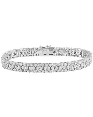 DiamondMuse Diamond Muse 1/2 Carat Diamond, Sterling Prong Set Miracle Plated Round-Cut Diamond Link Bracelet (J-K, I2-I3) - Metallic