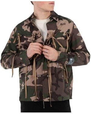 Reese Cooper Camo Modular Pocket Button Down Shirt - Green