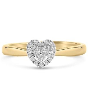 Haus of Brilliance 10K 1/10 Cttw Diamond Heart And Halo Promise Ring - Natural