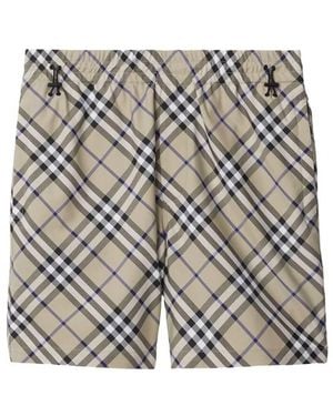 Burberry Ekd Embroidered Check Shorts - Grey
