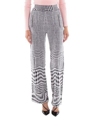 Burberry Warped Houndstooth Jacquard Wool-Blend Pants - Gray