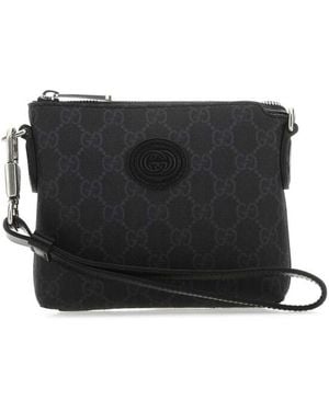 Gucci Gg Supreme Fabric Clutch - Black