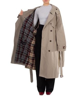 Balenciaga Ladies Double Sleeve Trench Coat, Brand - Natural