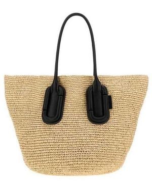 Marc Jacobs Straw Large Babe Shopping Bag Natural Exterior: Borse A Mano - Brown
