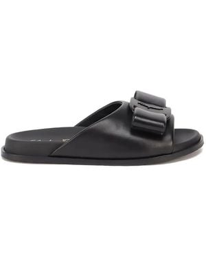 Ferragamo Vara Leather Sandals - Black