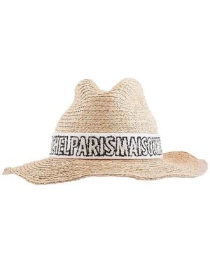 Maison Michel Austin Denim Strass Straw Cowboy Hat in White