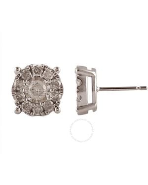 DiamondMuse Diamond Muse 1.00 Cttw 10Kt Round Cut Diamond Stud Earrings For - Metallic