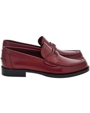 Ferragamo Duke Ornament Leather Loafers - Red