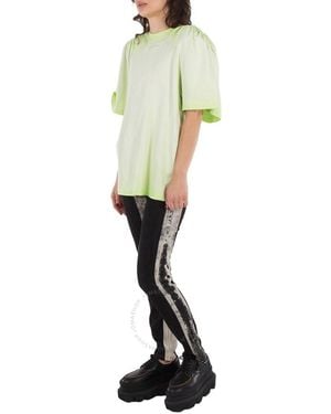 Y. Project Two Tone Cotton Denim Leggings, Waist - Black