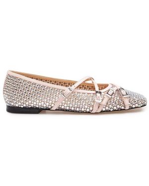 Mach & Mach Crystal Net Ballet Flats - Pink