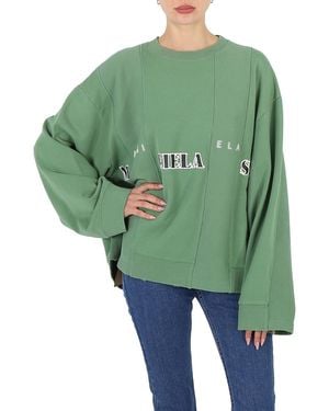 MM6 by Maison Margiela Ladies Clover Band Logo Print Sweatshirt - Green