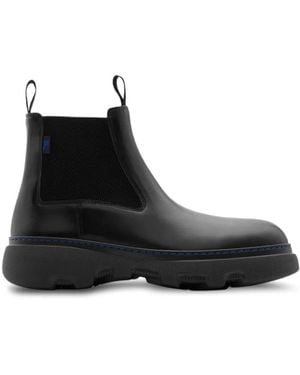 Burberry Round Toe Creeper Leather Boots, Brand Size 40 Us - Black