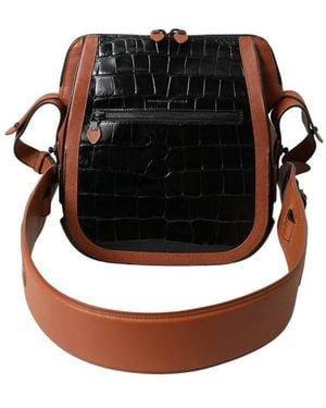 Balenciaga Exotic Skin Leather Vertical Crossbody Purse Bag And Crocodile - Black