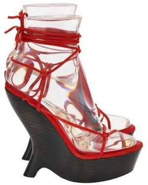 Ferragamo Frida Platform Wedge Sandals - Red