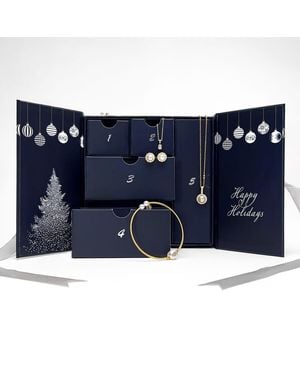 Amour 5-Piece Assorted Freshwater Pearl & Cubic Zirconia Jewellery Gift Set Goldtone Earrings, Pendants & Bangle - Blue