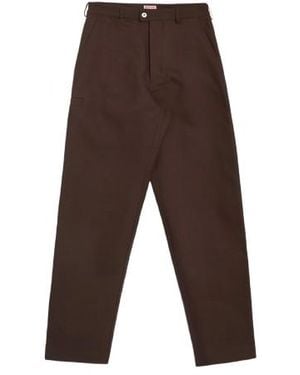 KENZO Tapered Workwear Cotton Trousers, Brand Size 40 Us Size Large - Brown