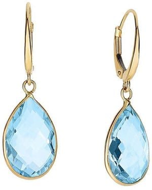Kylie Harper Ladies 14K Pear-Cut Topaz Dangling Leverback Earrings - Blue