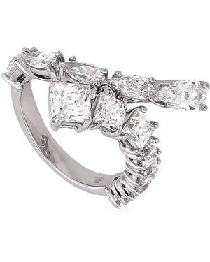 Swarovski Rhodium Plated Matrix Ring, Size 52 - Metallic