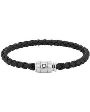 Montblanc Woven Leather Bracelet - Black