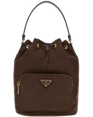 Prada Re-Nylon Duet Bucket Bag - Brown