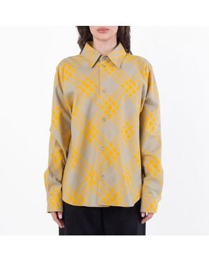 Burberry Long Sleeve Check Pattern Flannel Shirt, Brand Size 6 - Yellow