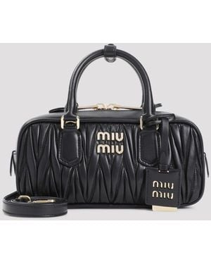 Miu Miu Matelass Leather Handbag - Black