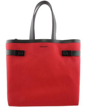 Ferragamo Gancini Buckles Canvas Tote Bag - Red