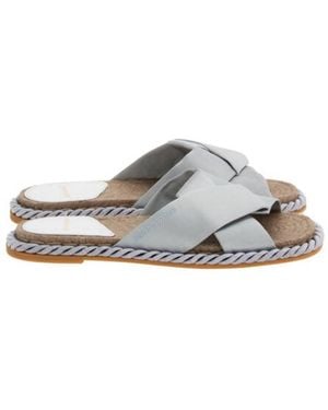 Ferragamo Elvira Rope-Trim Slide Sandals - Gray