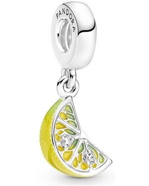 PANDORA Ladies Sterling Lemon Slice Sparkling Fruit Dangle Charm - White