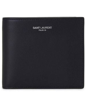 Saint Laurent Paris East/West Leather Wallet - Blue