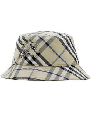 Burberry Ekd Embroidered Check Bucket Hat - Gray
